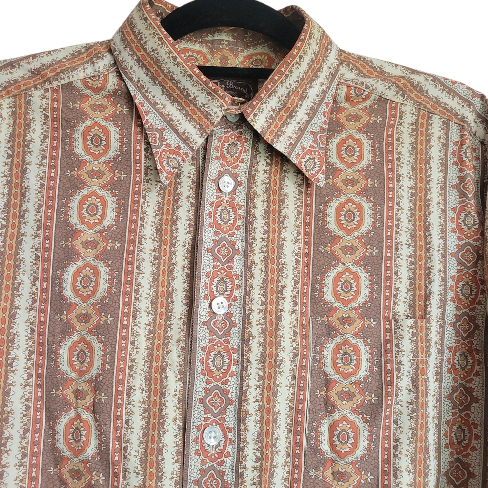 Lucky Brand Dungarees Shirt Mens L Western Medallion Stripe Button Down - Picture 10 of 11